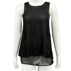 Rudsak Top Womens XS Black Ofiran Sleeveless Hi Lo Netted Sheer Layered Grunge